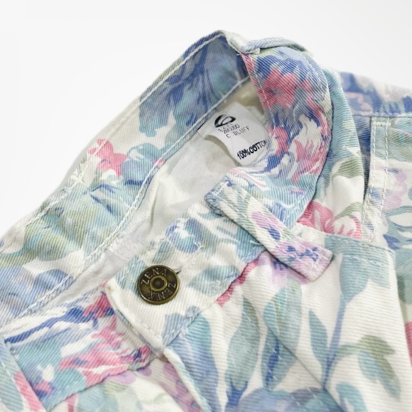 Zena Vintage 1980s 1990s Pastel Floral High Rise Denim Mom Jeans - Picture 5 of 7